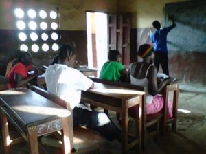 Adult Literacy students in primary school classroom