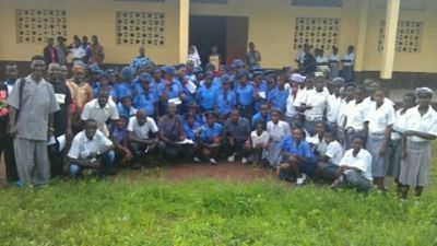 2012-13 Girl Scholarships awards - Prosperity Girls High School (blue shirts), Walter Schutz Secondary School (white shirts)