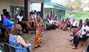 Adult Literacy students greet Arlene and thank Sherbro Foundation for the chance to start their education.